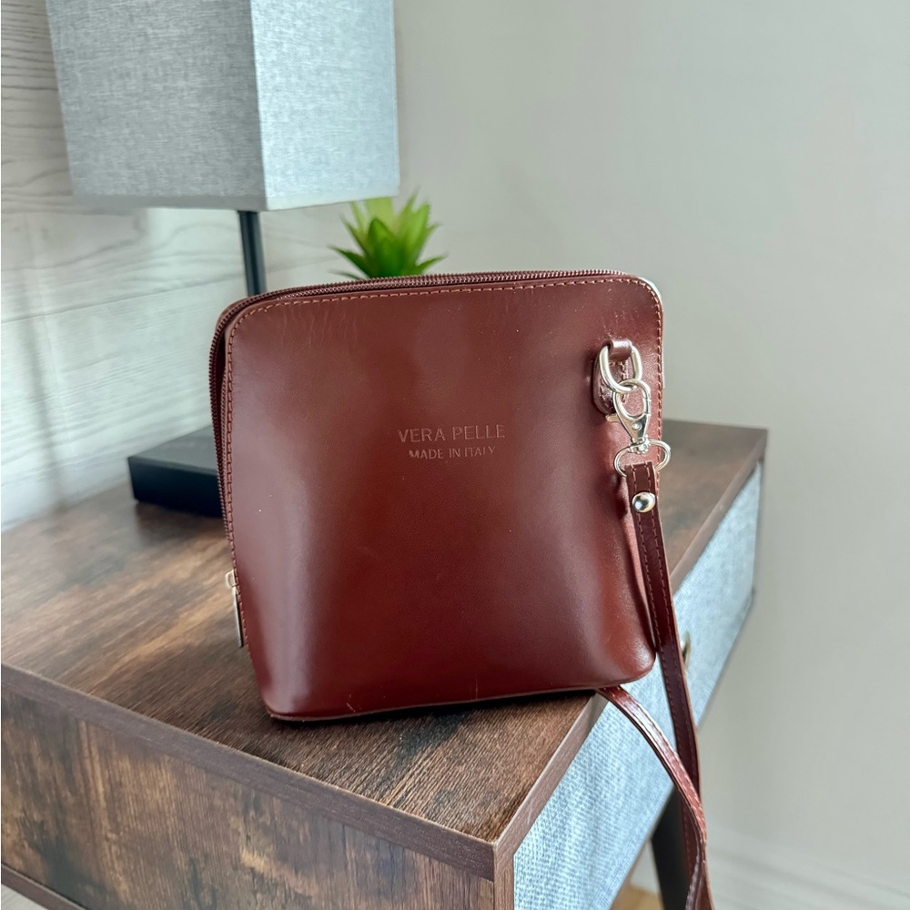 Vera Pelle Rich Brown Leather Shoulder Bag